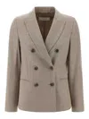 Peserico Double-breasted Blazer In Brown
