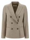 Peserico Double-breasted Blazer In Brown