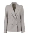 Peserico Double-breasted Tailored Jacket With Notched Lapel In Gray