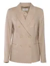Peserico Double-breasted Tailored Jacket With Buttons In Neutral