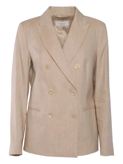 Peserico Double-breasted Tailored Jacket With Buttons In Neutral