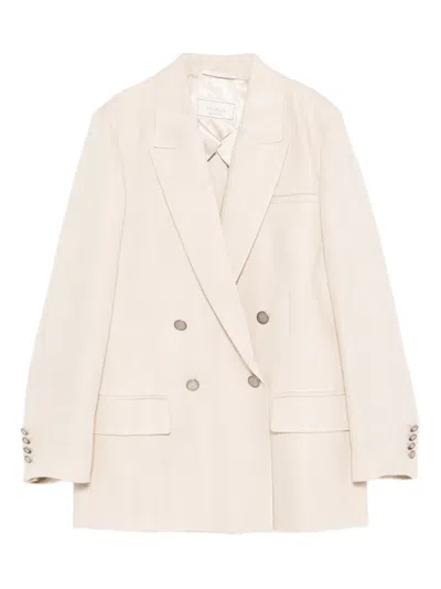 Peserico Double-breasted Blazer In Neutral