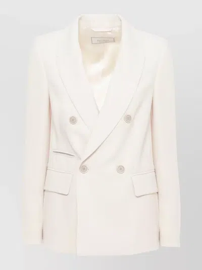Peserico Double Breasted Blazer Peak Lapel Collar In White