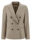 Peserico Double-breasted Blazer In Gray