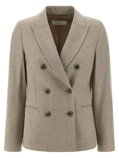 Peserico Double-breasted Blazer In Brown