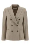 Peserico Double-breasted Blazer Blazers Beige In Nude