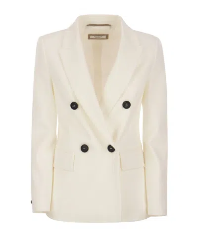 Peserico Double-breasted Blazer In White