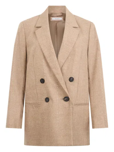 Peserico Double-breasted Button Blazer In Neutral