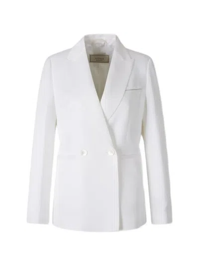 Peserico Double-breasted Chest-pocket Blazer In White