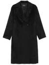 Peserico Double-breasted Coat In Black