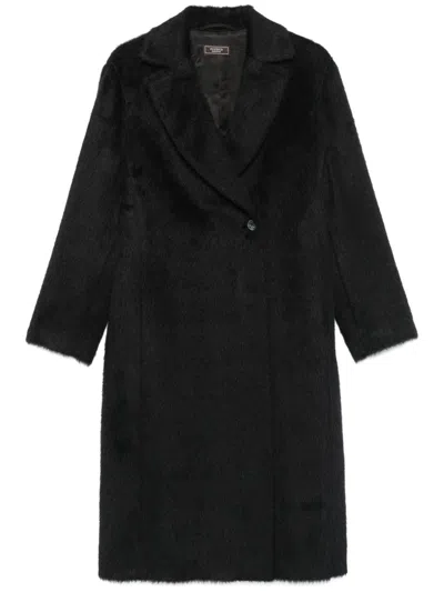 Peserico Double-breasted Coat In Black