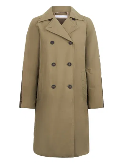 Peserico Double-breasted Coat In Brown