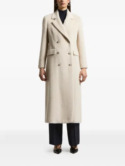Peserico Double-breasted Coat In Neutral