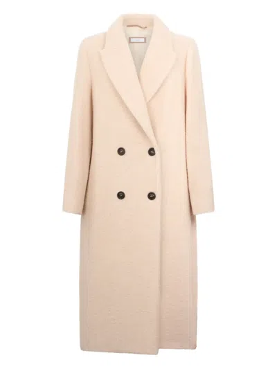 Peserico Double-breasted Coat In Pink