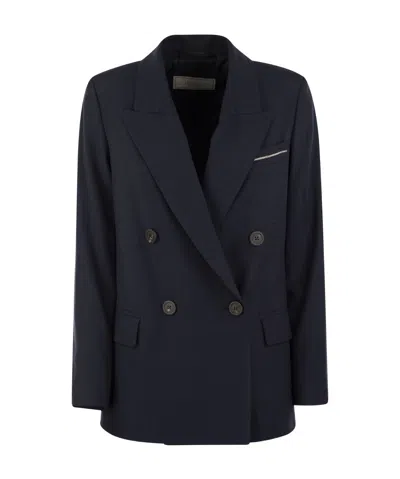 PESERICO DOUBLE-BREASTED LAPEL SUIT JACKET
