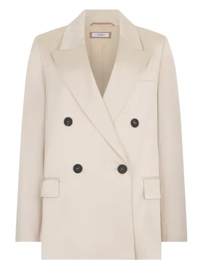 Peserico Double-breasted Long-sleeve Blazer In Neutral