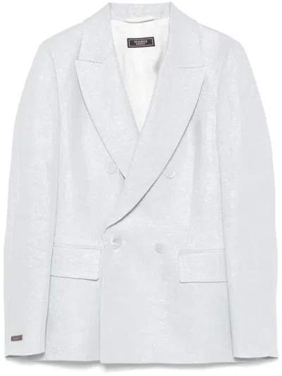 Peserico Double-breasted Lurex Blazer In Blue