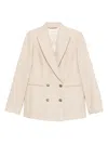 Peserico Double-breasted Notched Blazer In Neutral