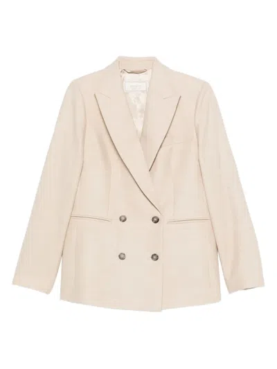 Peserico Double-breasted Notched Blazer In Neutral