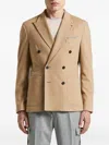 Peserico Double-breasted Patch-pocket Jacket In Brown