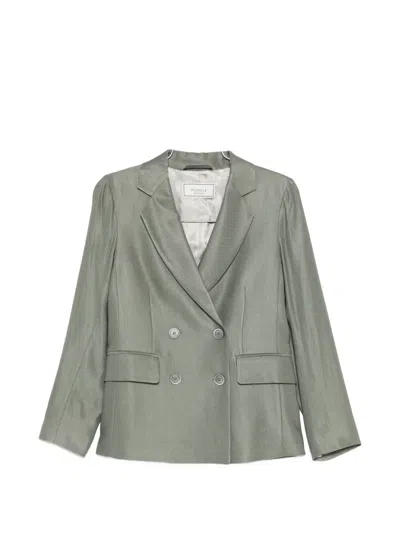 Peserico Double-breasted Pocket Blazer In Green