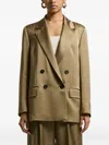 Peserico Double-breasted Satin Blazer In Brown