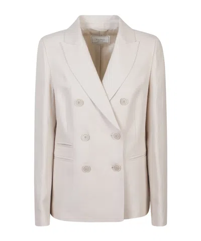 Peserico Double-breasted Suit Jacket In Neutral