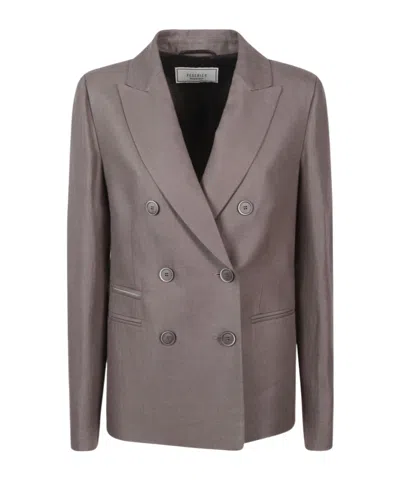 Peserico Peaked-lapel Double-breasted Blaze In Brown