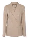 Peserico Double-breasted Tailored Jacket With Buttons In Neutral