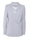 Peserico Double-breasted Tailored Jacket With Classic Lapel And Pockets In Gray