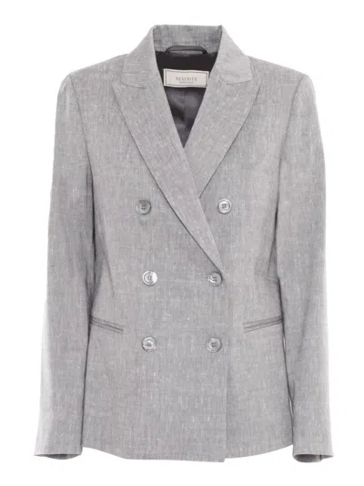 Peserico Double-breasted Tailored Jacket With Classic Lapel In Gray