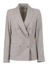 Peserico Double-breasted Tailored Jacket With Notched Lapel In Gray