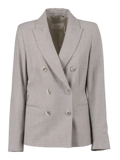 Peserico Double-breasted Tailored Jacket With Notched Lapel In Gray