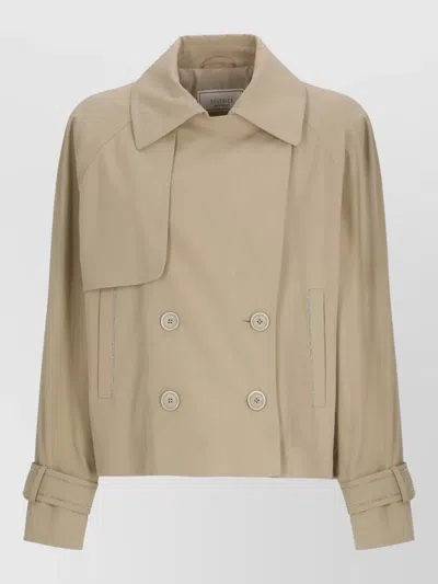 Peserico Double Breasted Trench Coat Wide Lapels In Brown