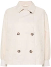 Peserico Double-breasted Trench Jacket In Neutrals