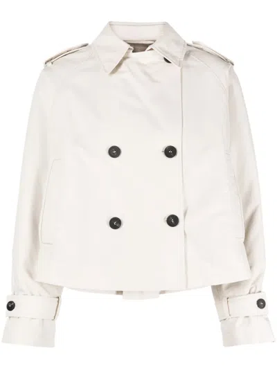Peserico Double-breasted Trench Jacket In Neutral