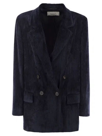 PESERICO DOUBLE-BREASTED VELVET BLAZER WITH CLASSIC LAPELS