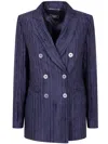 Peserico Collared Long-sleeved Suit Jacket In Purple