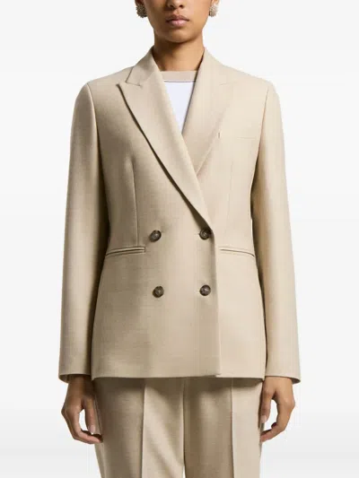 Peserico Double-breasted Wool Blazer In Neutral