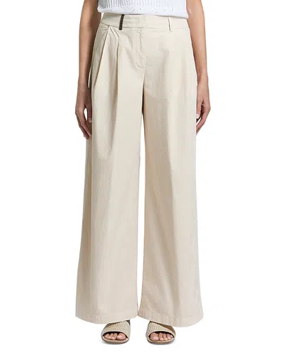 Peserico Double Pleated Wide Leg Pants In Neutral