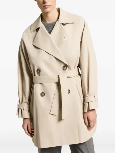Peserico Double-breasted Belted Coat In Brown