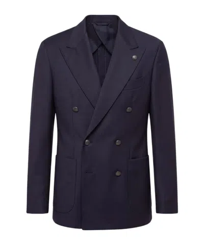 Peserico Double-breasted Blazer In Black