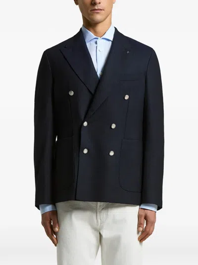 Peserico Double-breasted Blazer In Blue