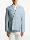 Peserico Six Button Double Breasted Blazer In Blue