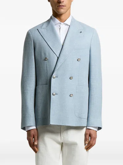 Peserico Double-breasted Blazer In Blue
