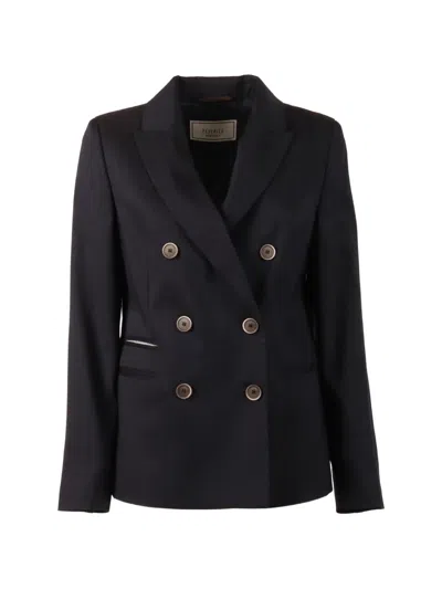 Peserico Double-breasted Blazer In Black