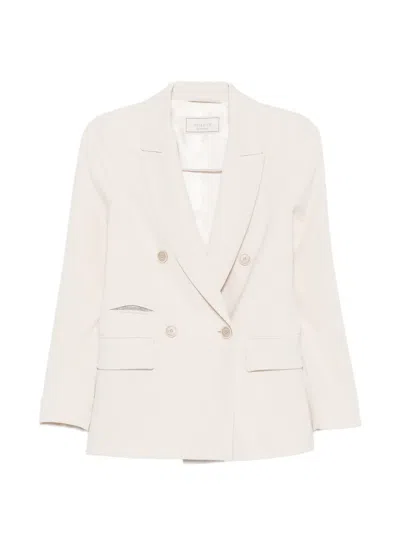 Peserico Double-breasted Blazer In Neutral