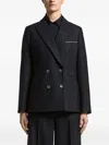 Peserico Double-breasted Checked Jacket In Blue