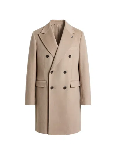 Peserico Double-breasted Coat In Neutral