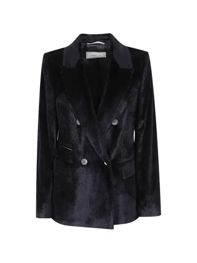 Peserico Double-breasted Corduroy Jacket In 블루